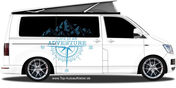 Preview: Wohnwagendekor Life is an adventure | Set für beide Fahrzeugseiten Preview: Wohnwagendekor Life is an adventure | Set für beide Fahrzeugseiten