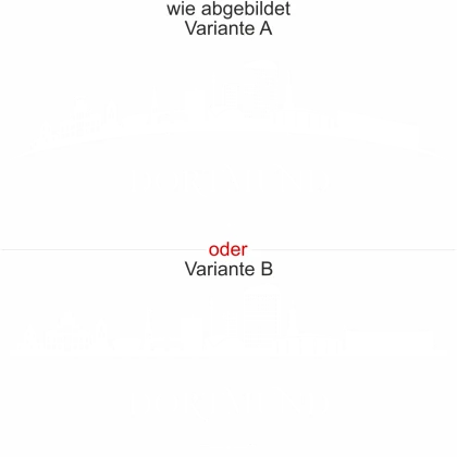 Skyline von Dortmund als Wohnwagendekor - Ansicht Ausrichtung mit Farbauswahl und Variante