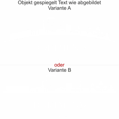 Skyline von Dortmund als Wohnwagendekor - Ansicht Ausrichtung mit Farbauswahl und Variante