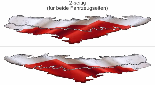 Wohnwagenfolie Polnische Flagge - Ansicht zweiseitig für beide Fahrzeugseiten