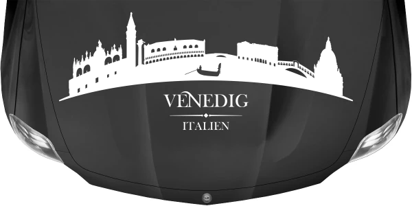 Wohnmobilsticker Skyline Venedig auf dunkler Motorhaube - Ansicht Farbauswahl