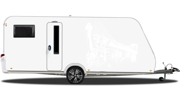 Wohnmobilaufkleber Brooklyn Bridge auf hellem Wohnwagen - Ansicht Farbauswahl
