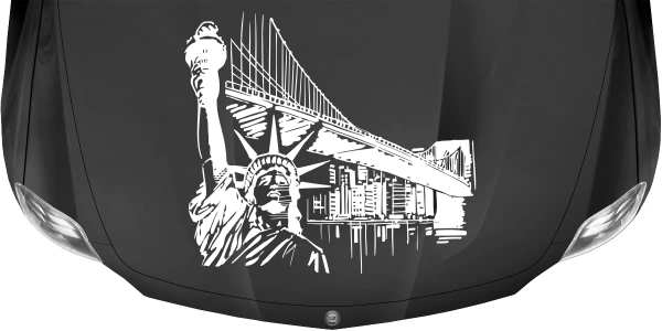 Wohnmobilaufkleber Brooklyn Bridge auf dunkler Motorhaube - Ansicht Farbauswahl