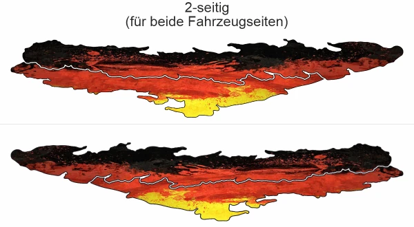 Deutschland Aufkleber - Ansicht zweiseitig für beide Fahrzeugseiten