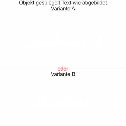 Wohnmobilsticker Skyline Dubai - Ansicht Ausrichtung mit Farbauswahl und Variante