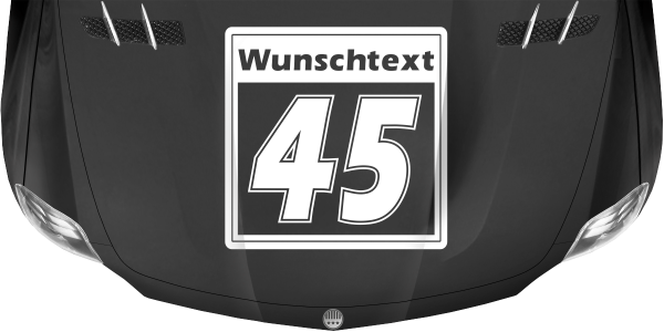 Preview: Motorhaubendekor Startnummer mit Wunschtext Preview: Motorhaubendekor Startnummer mit Wunschtext