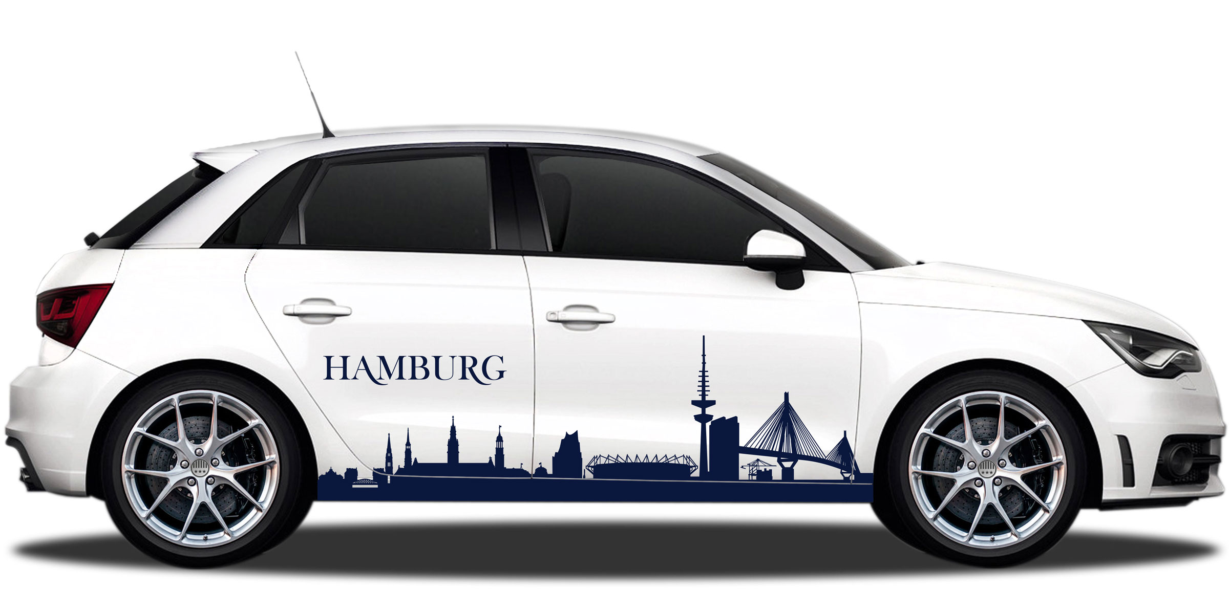 Die Skyline von Hamburg als stylischer Autoaufkleber