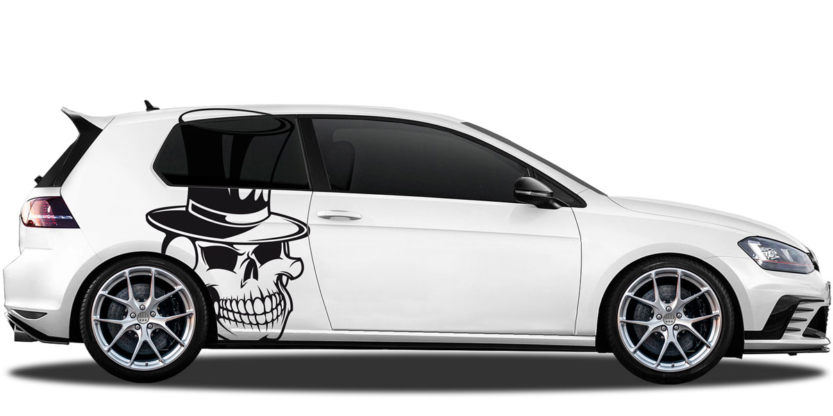Autodekor Totenkopf mit Hut
