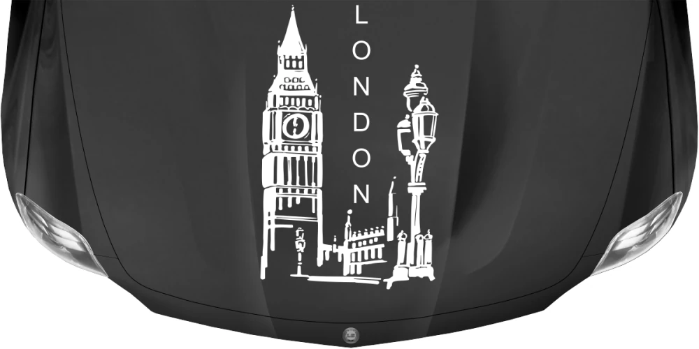 Wohnmobilaufkleber Big Ben London auf dunkler Motorhaube - Ansicht Farbauswahl