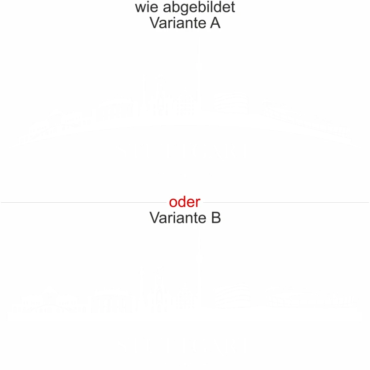 Stuttgarter Skyline als Aufkleber für die Heckscheibe - Ansicht Ausrichtung mit Farbauswahl und Variante Stuttgarter Skyline als Aufkleber für die Heckscheibe - Ansicht Ausrichtung mit Farbauswahl und Variante