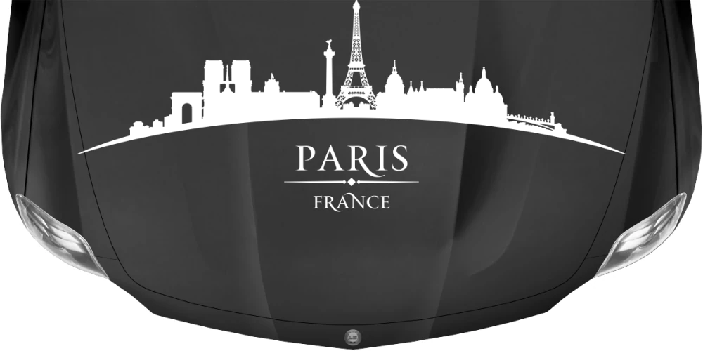 Wohnmobilfolie Skyline von Paris auf dunkler Motorhaube - Ansicht Farbauswahl Wohnmobilfolie Skyline von Paris auf dunkler Motorhaube - Ansicht Farbauswahl