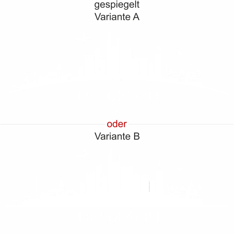 Frankfurter Skyline als Aufkleber für die Heckscheibe - Ansicht Ausrichtung mit Farbauswahl und Variante Frankfurter Skyline als Aufkleber für die Heckscheibe - Ansicht Ausrichtung mit Farbauswahl und Variante