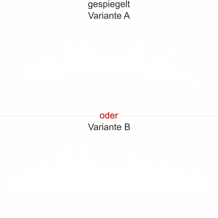 Heckscheibensticker mit Silhouette von Wiesbaden - Ansicht Ausrichtung mit Farbauswahl und Variante Heckscheibensticker mit Silhouette von Wiesbaden - Ansicht Ausrichtung mit Farbauswahl und Variante