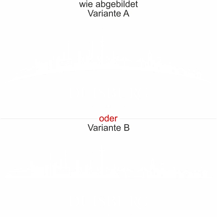 Wohnmobildekor Skyline Duisburg - Ansicht Ausrichtung mit Farbauswahl und Variante