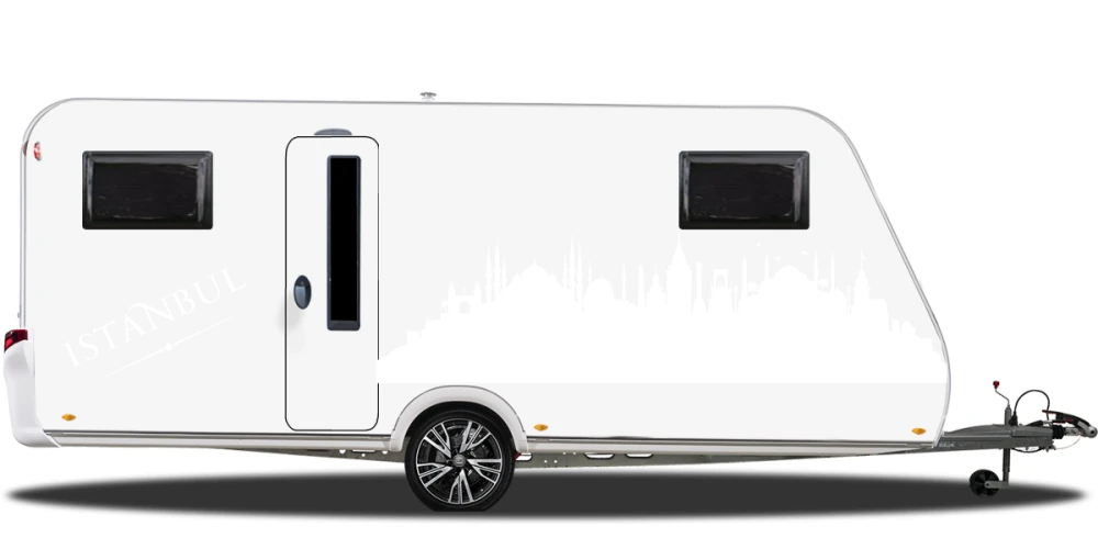 Wohnmobilaufkleber Skyline von Istanbul auf hellem Wohnwagen - Ansicht Farbauswahl