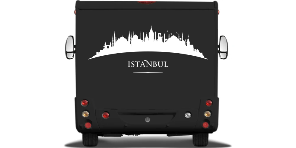 Wohnmobilaufkleber Skyline von Istanbul auf Heck von Wohnmobil oder Wohnwagen - Ansicht Farbauswahl
