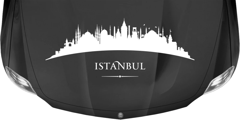 Wohnmobilaufkleber Skyline von Istanbul auf dunkler Motorhaube - Ansicht Farbauswahl auf dunkler Motorhaube - Ansicht Farbauswahl