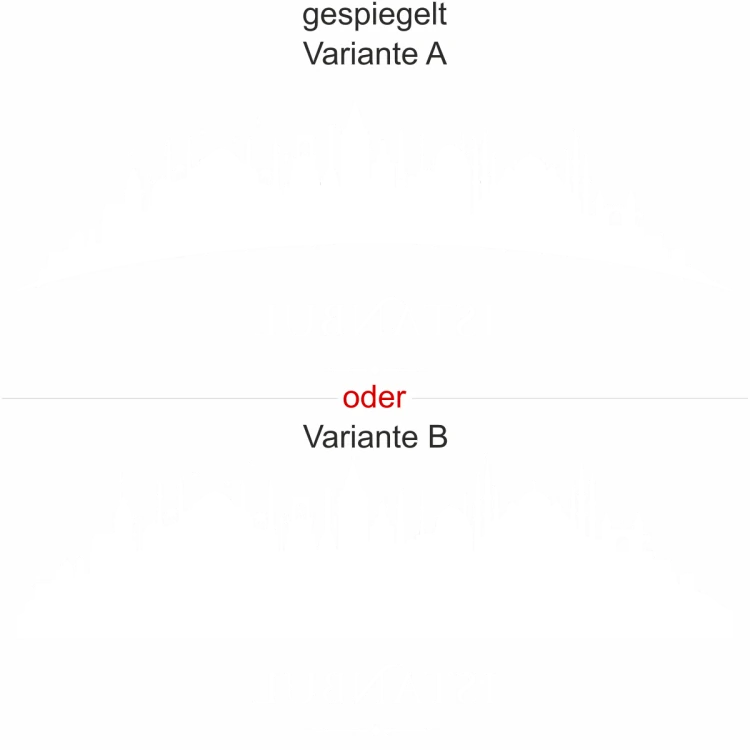 Istanbuler Skyline als Aufkleber für die Motorhaube - Ansicht Ausrichtung mit Farbauswahl und Variante