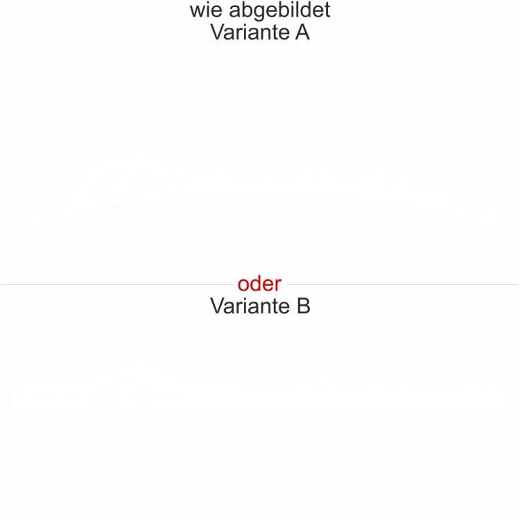 Heckscheibenaufkleber Skyline Baden-Württemberg - wie abgebildet - Ansicht Farbauswahl - Varianten A und B