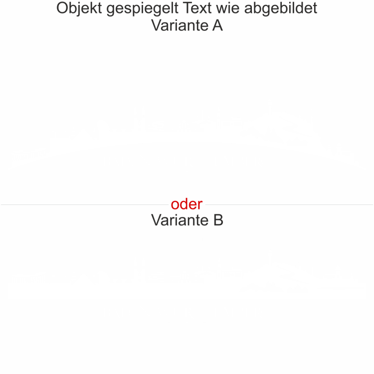 Heckscheibenaufkleber Skyline Baden-Württemberg - gespiegelt - Text wie abgebildet - Ansicht Farbauswahl - Varianten A und B