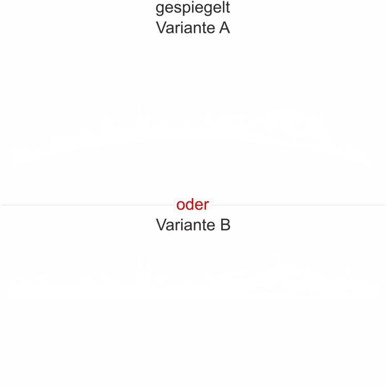Heckscheibenaufkleber Skyline Baden-Württemberg - gespiegelt - Ansicht Farbauswahl - Varianten A und B