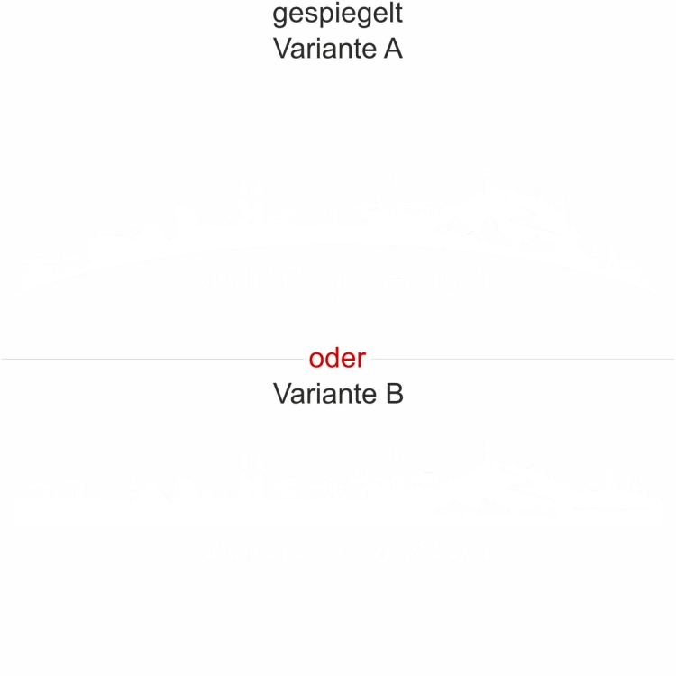 Heckscheibenaufkleber Skyline Baden-Württemberg - gespiegelt - Ansicht Farbauswahl - Varianten A und B