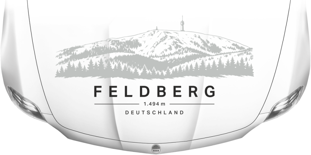 Wohnmobilaufkleber Feldberg auf heller Motorhaube