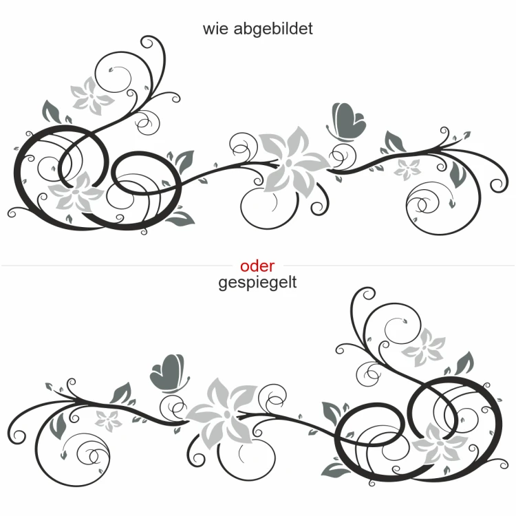 Heckscheibenaufkleber Buntes Rankenornament - Ansicht Ausrichtung