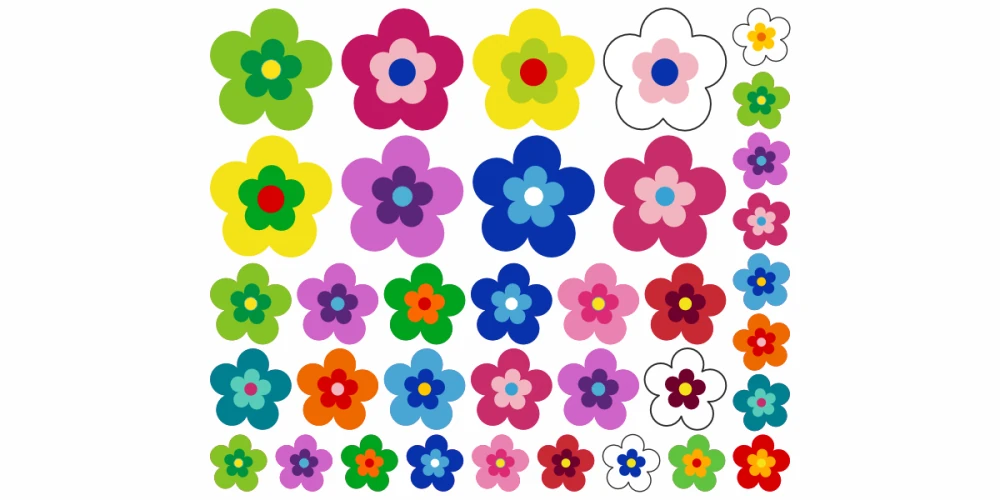 Hippie Flower Power Blüten Aufkleber Set