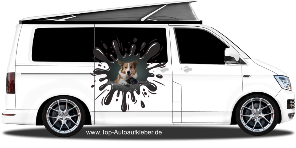 Hunde Aufkleber im Klecks mit eigenem Foto