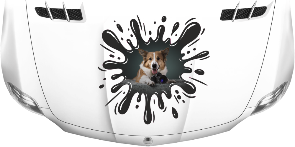 Hunde Aufkleber im Klecks mit eigenem Foto