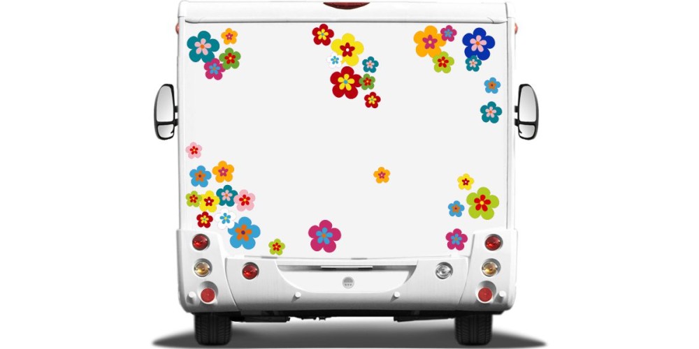 Wohnmobil Camper Aufkleber Hippie Blumen