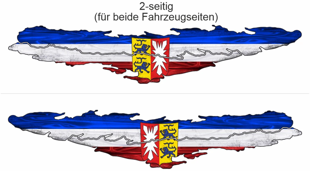 Aufkleber Flagge von Schleswig-Holstein - Ansicht zweiseitig für beide Fahrzeugseiten