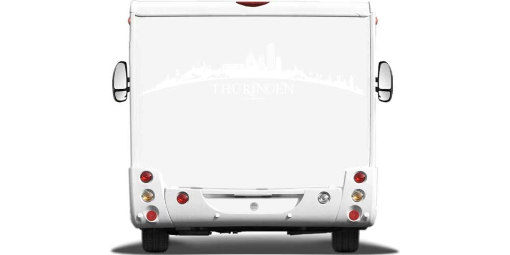 Wohnmobilaufkleber Skyline Thüringen auf hellem Wohnmobil - Ansicht Farbauswahl