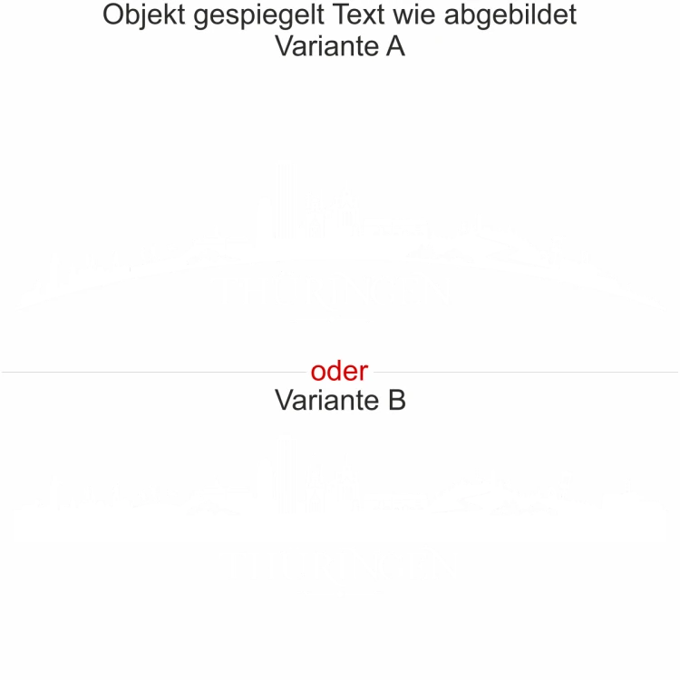 Wohnmobilaufkleber Skyline Thüringen - gespiegelt - Text wie abgebildet - Ansicht Farbauswahl - Varianten A und B