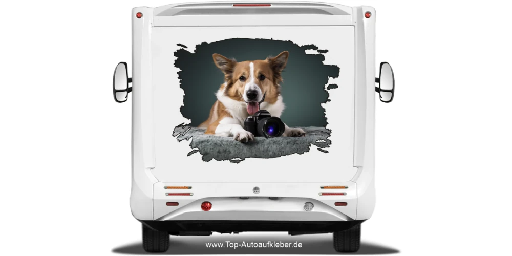 Aufkleber Eigenes Hundebild Fleck auf dem Heck