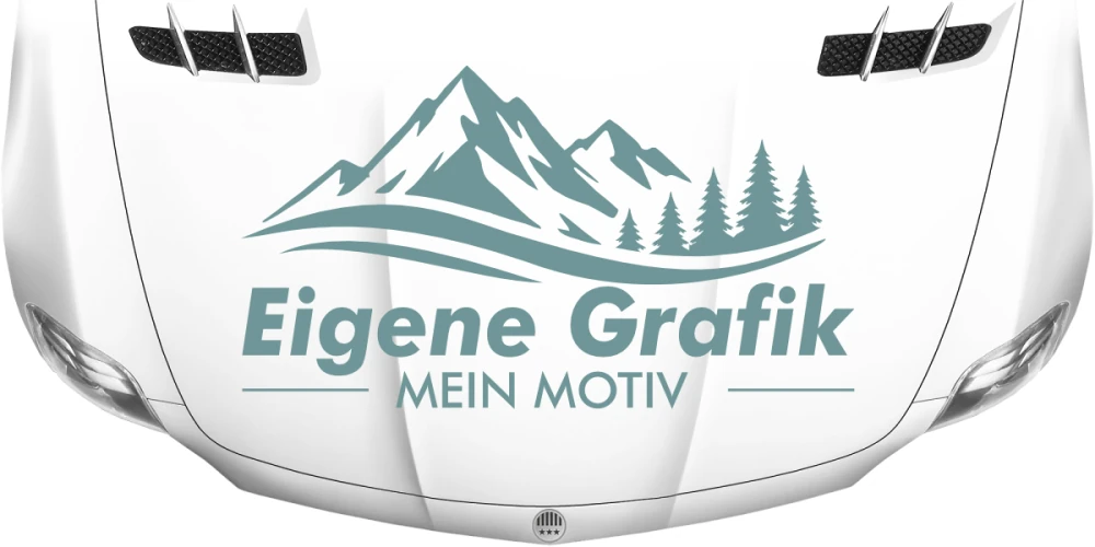 Aufkleber Eigenes Motiv einfarbig auf heller Motorhaube