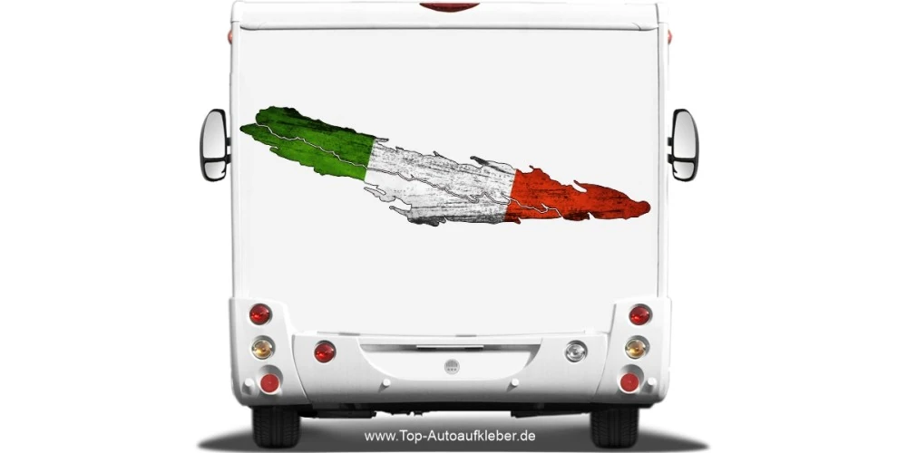 Die italienische Flagge zum Aufkleben aufs Fahrzeug