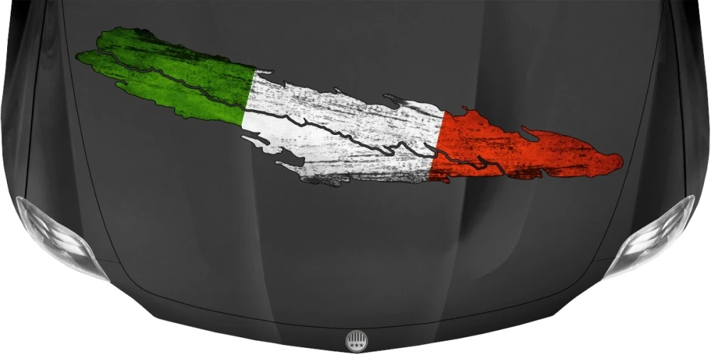Die italienische Flagge zum Aufkleben aufs Fahrzeug