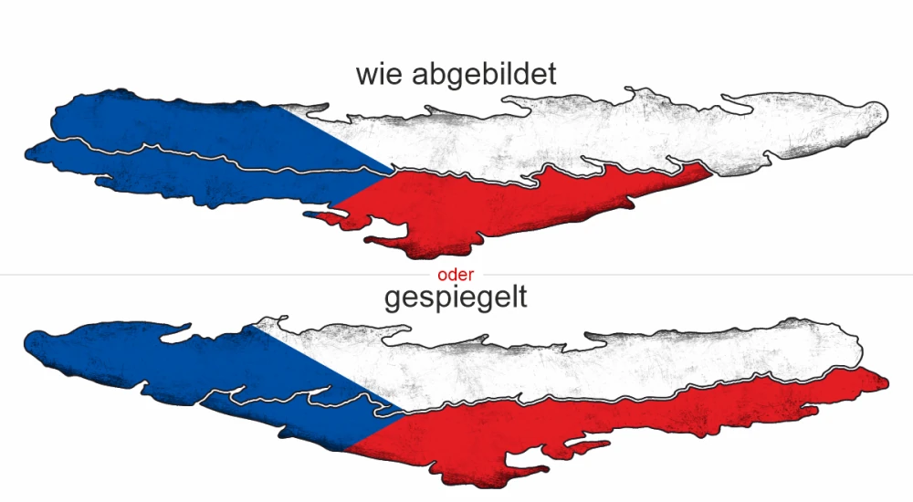 Aufkleber Fahne Tschechien - Ansicht Ausrichtung