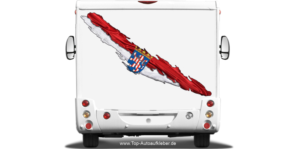 Die Hessische Flagge zum Aufkleben auf dem Heck