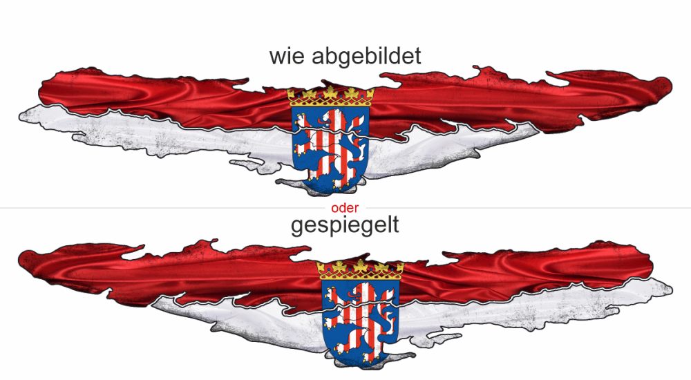 Die Hessische Flagge zum Aufkleben - Ansicht Ausrichtung