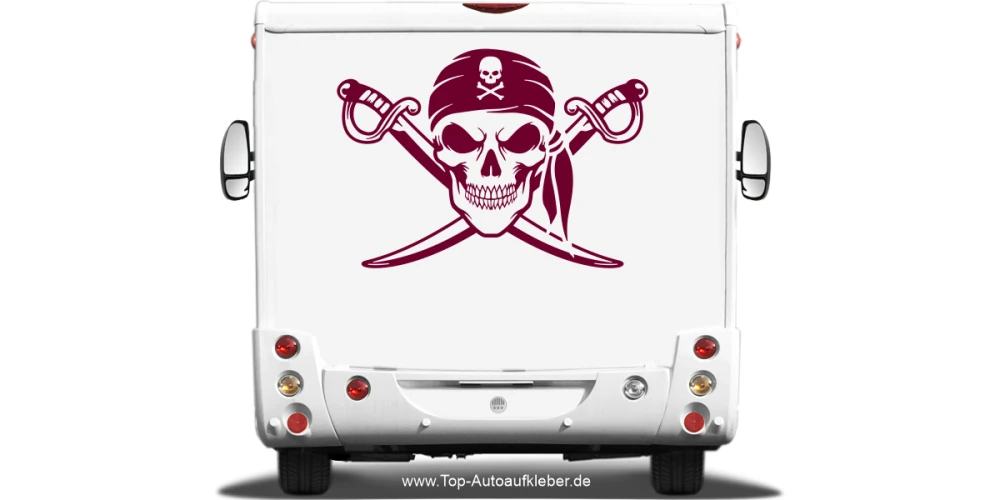 Aufkleber Totenkopf mit gekreuzten Schwertern