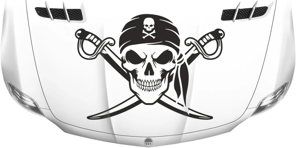 Autoaufkleber Totenkopf mit gekreuzten Schwertern