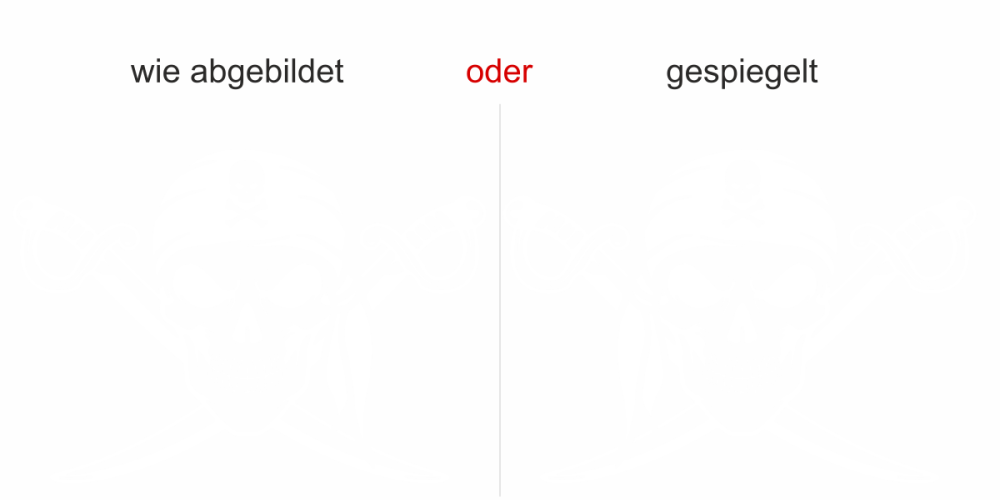Aufkleber Totenkopf mit gekreuzten Schwertern - Ausrichtund und Farbauswahl