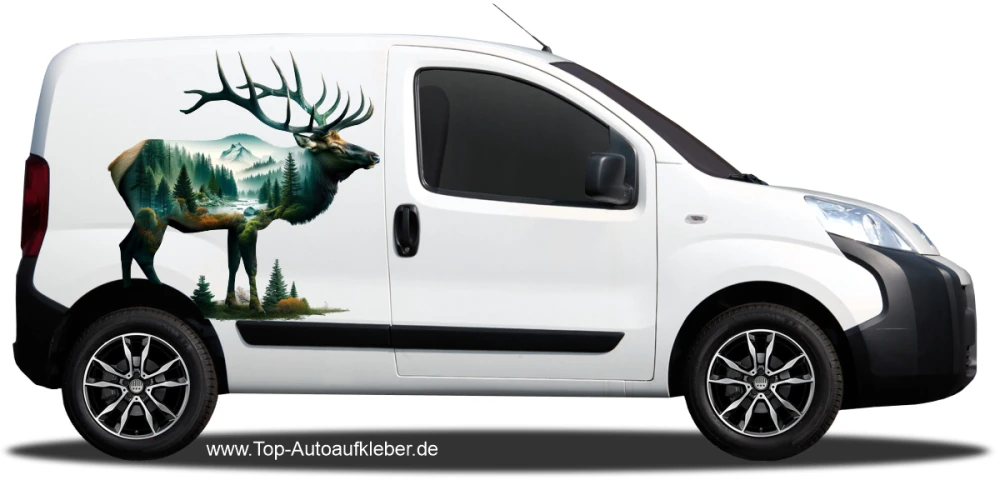 Aufkleber Walddesign Hirsch auf Kastenwagen