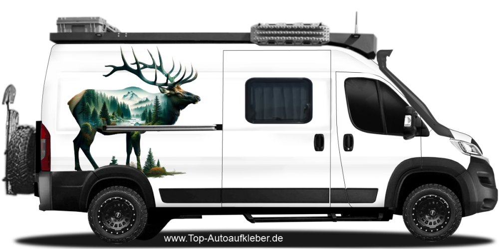 Aufkleber Walddesign Hirsch auf Camper