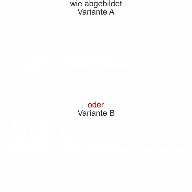 Skyline der Stadt Köln als Aufkleber für Wohnwagen - Ansicht Ausrichtung mit Farbauswahl und Variante Skyline der Stadt Köln als Aufkleber für Wohnwagen - Ansicht Ausrichtung mit Farbauswahl und Variante