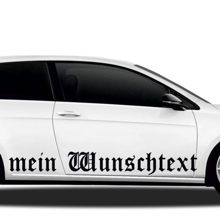 Aufkleber Wunschtext 16 | Set für beide Fahrzeugseiten