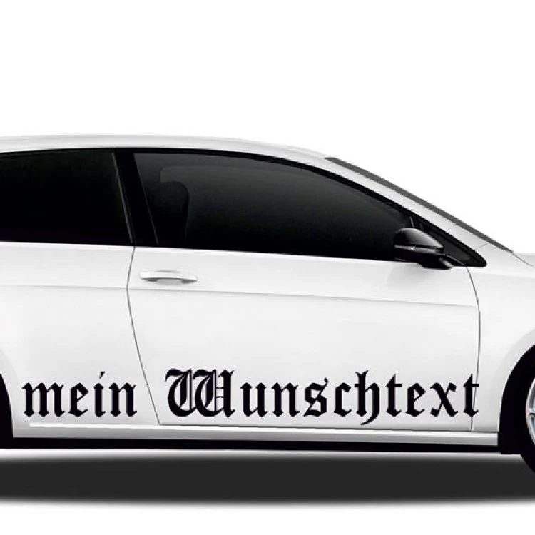 Aufkleber Wunschtext 16 | Set für beide Fahrzeugseiten